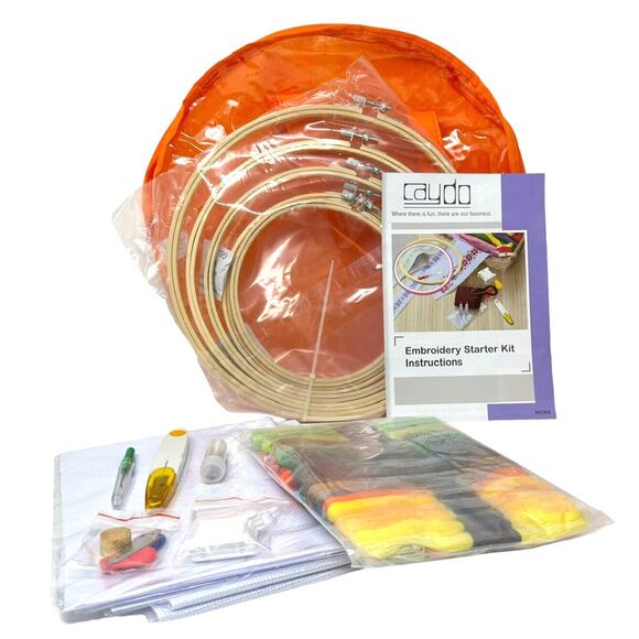 Caydo Embroidery / Counted Cross Stitch Starter Kit Hoops Tools Floss Aida Cloth - Picture 9 of 11